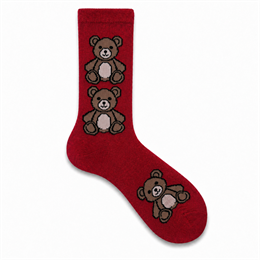 Носки хлопковые с рисунком -мишка красный 10019